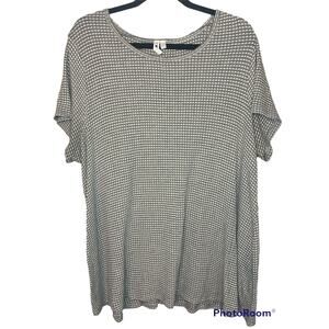 Cable & Gauge Short Sleeve Grey White Tunic Blouse Size 1X